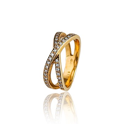 Lot 612 - Gold Crossover Eternity Ring set with Diamonds