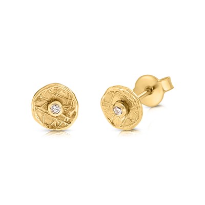 Lot 618 - Pair of Gold Ear Studs set with Solitaire Diamond