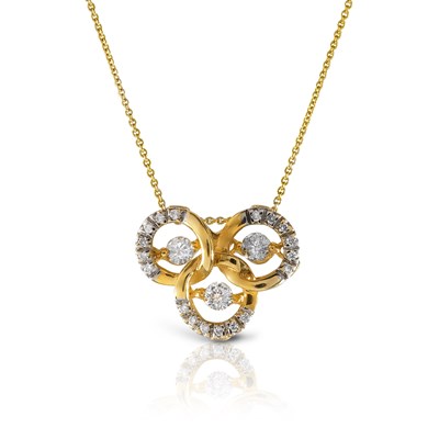 Lot 624 - Gold Necklace with 3-Circle Pendant set With Diamonds