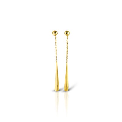 Lot 665 - Pair of Gold Drop-Shaped Ear Pendants