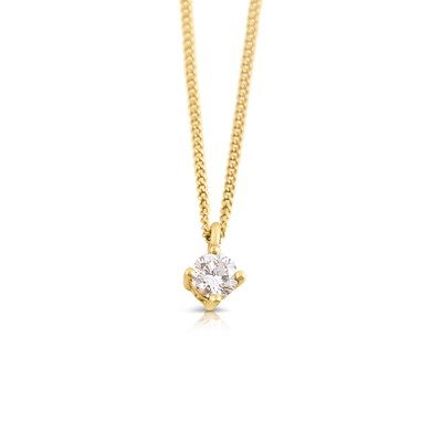 Lot 685 - Gold Pendant on Gold Necklace set with Solitaire Diamond