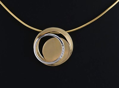 Lot 691 - Gold Pendant on Gold Necklace set with Diamonds