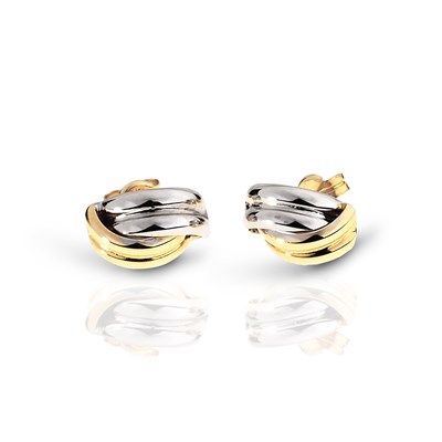 Lot 518 - Pair of 14K Bicolour Gold Waved Ear Studs