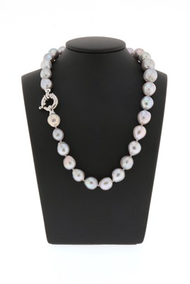 Lot 725 - Cultured Baroque Pearl Necklace with Silver Lock