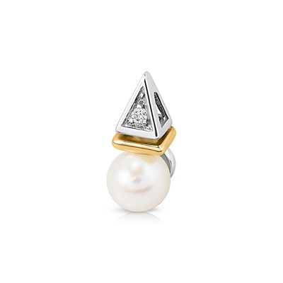 Lot 732 - Gold Pendant set with Diamonds and Solitaire Pearl