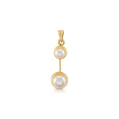 Lot 738 - Gold Pampel Pendant with Two Cultured Bouton Pearls