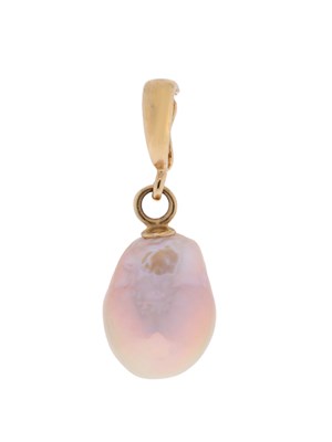 Lot 745 - Gold Pendant with Cultured Solitaire Pearl