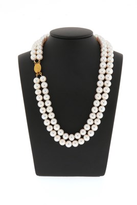 Lot 751 - Two-Strand Cultured Pearl Necklace with Gold Lock