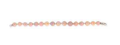 Lot 773 - Salmon Coloured Baroque Pearl Bracelet with Silver Lock