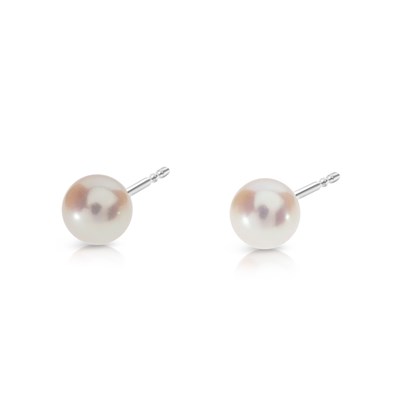 Lot 785 - Pair Gold Ear Studs with Cultured Solitaire Pearl