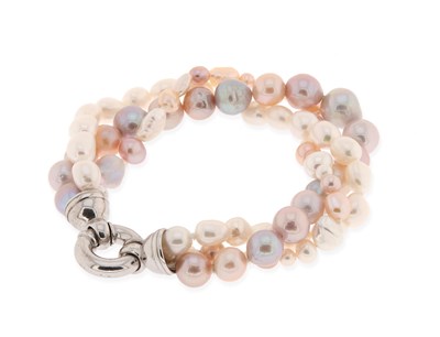 Lot 786 - Multicolour 3 Strands Baroque Pearl Bracelet