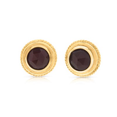 Lot 794 - Pair of Gold Ear Studs set with Carnelian