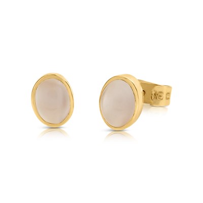 Lot 796 - Pair of Gold Ear Studs set with Moonstone