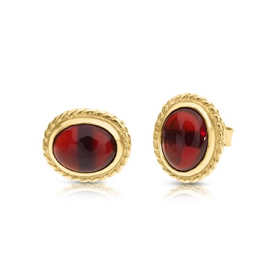 Lot 804 - Pair of Gold Ear Studs set with Garnet