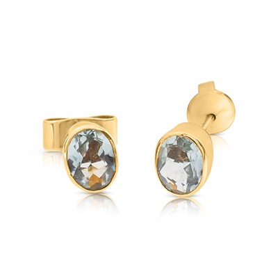 Lot 810 - Pair of Gold Ear Studs set with Aquamarine