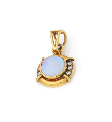 Lot 55 - 14K Gold Necklace with Opal and Diamond Pendant