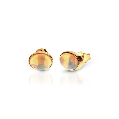 Lot 815 - Pair of Gold Ear Studs set with Opal