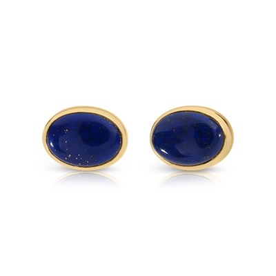Lot 819 - Pair of Gold Ear Studs set with Lapis Lazuli