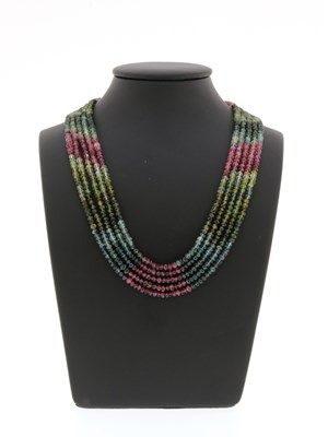 Lot 625 - 5-Strand Multi-Colored Tourmaline Necklace