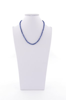 Lot 849 - 1-Strand Blue Sapphire Necklace with Silver Lock