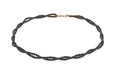 Lot 81 - 2-Strand Black Onyx Necklace with14K Gold Lock