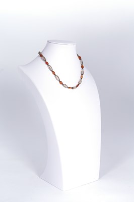 Lot 602 - Amber and Crystal Necklace with 14K Gold Lock