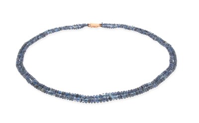 Lot 105 - 2-Strand Blue Sapphire Necklace with 14K Gold Lock