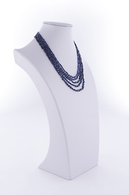 Lot 864 - 5-Strand Blue Sapphire Necklace with Gold Lock