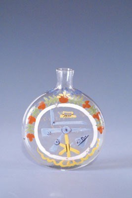 Lot 1710 - Kleurloos glazen jeneverflesje.