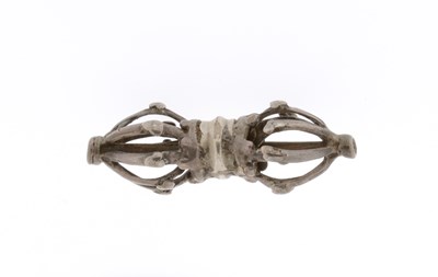Lot 112 - A Miniature Tibetan Silver Vajra