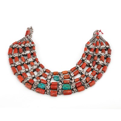 Lot 262 - A Ladakh Red Coral and Silver Choker