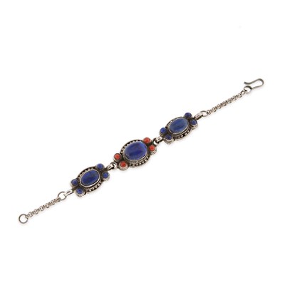 Lot 232 - Indian Silver and Lapis Lazuli Bracelet