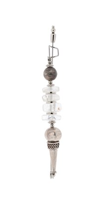 Lot 253 - Tibetan Style Silver and Quartz Brooch