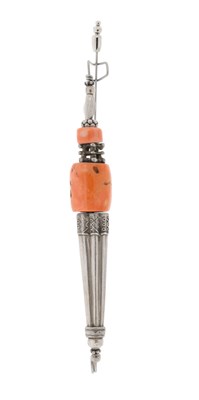 Lot 252 - Tibetan Style Silver and Coral Brooch
