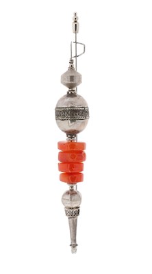 Lot 250 - Tibetan Style Silver and Agate Brooch