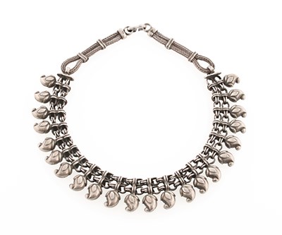 Lot 214 - Heavy Silver Loop Knot Necklace with Mango Pendants