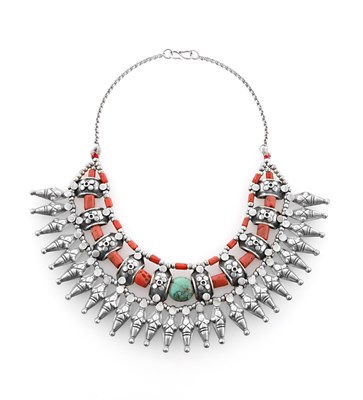 Lot 218 - Ladakh Silver, Coral, and Turquoise Bead Choker