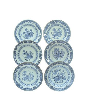 Lot 5548 - China, zes platte porseleinen bordjes