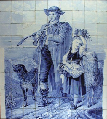 Lot 5696 - Fries tegeltableau, bestaande uit 90 tegels.