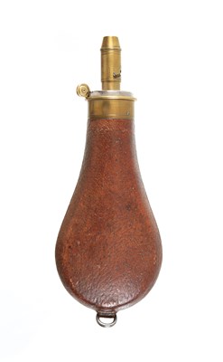 Lot 45 - Leather Covered English Powder Flask, 19th century