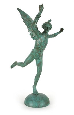 Lot 9 - Groen gepatineerd bronzen sculptuur