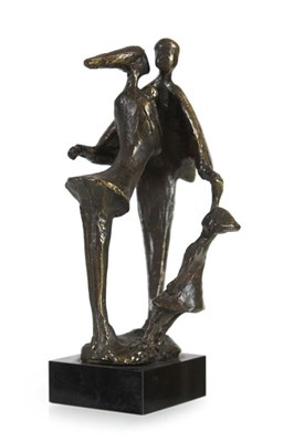 Lot 131 - Bronzen sculptuur "Ouders met hun kroost"