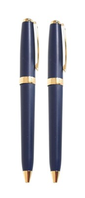 Lot 331 - Luxe blauwe ballpoint en potloodpen