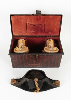 Lot 102 - Antique British Royal Navy Officers Bicorn Hat and Epaulettes