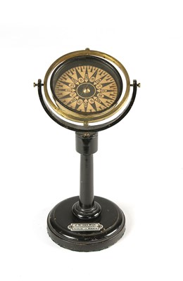 Lot 27 - A Lacquered Brass Gimballed Compass, early 20th century
