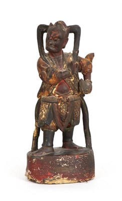 Lot 541 - Chinese veelkleurige houten sculptuur