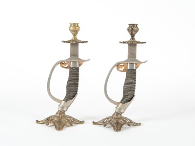 Lot 132 - Pair of Prussian ‘Infantry Regiment’ Sword Candlesticks