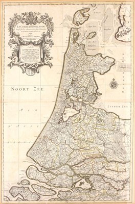 Lot 710 - Ingekleurde 17e-eeuwse kaart van Holland