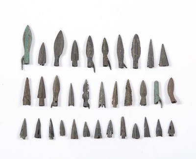 Lot 145 - A Lot of 34 Ancient Greek and Persian Bronze Arrowheads