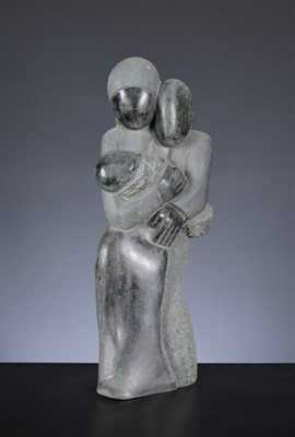 Lot 71 - Hard stone Sculpture of Family with Child, by KudAka.